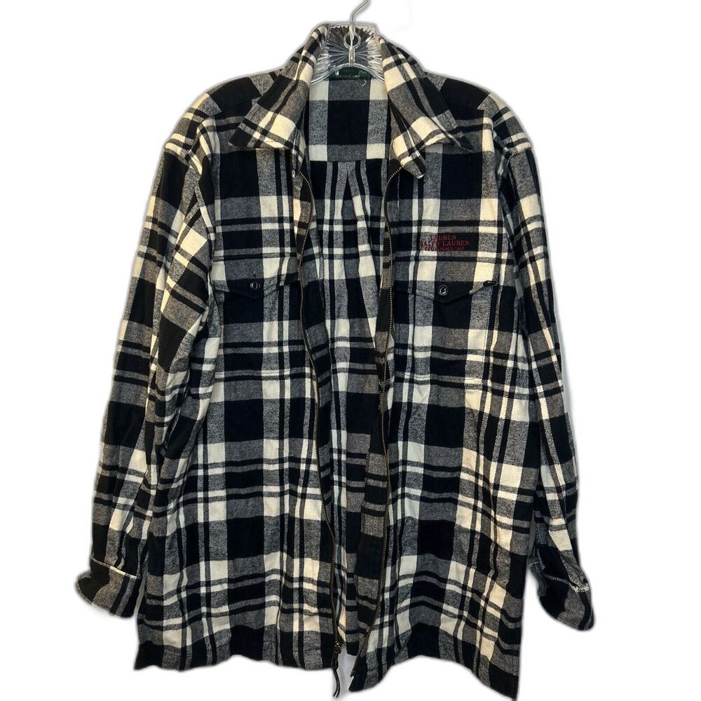 Lauren ralph Lauren size Large top Shacket zip front FLAW-stain